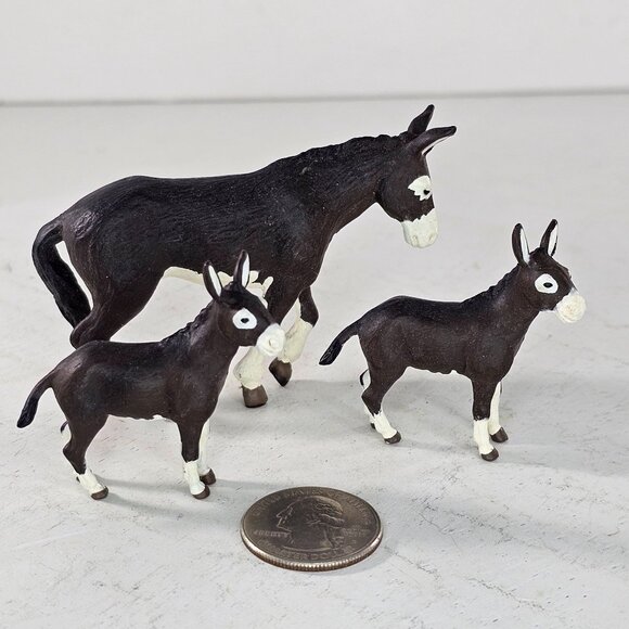 Ertl Farm Animal Mule Figurine Set Of 3 Collectibles 1999 Vintage Pieces - Picture 2 of 11